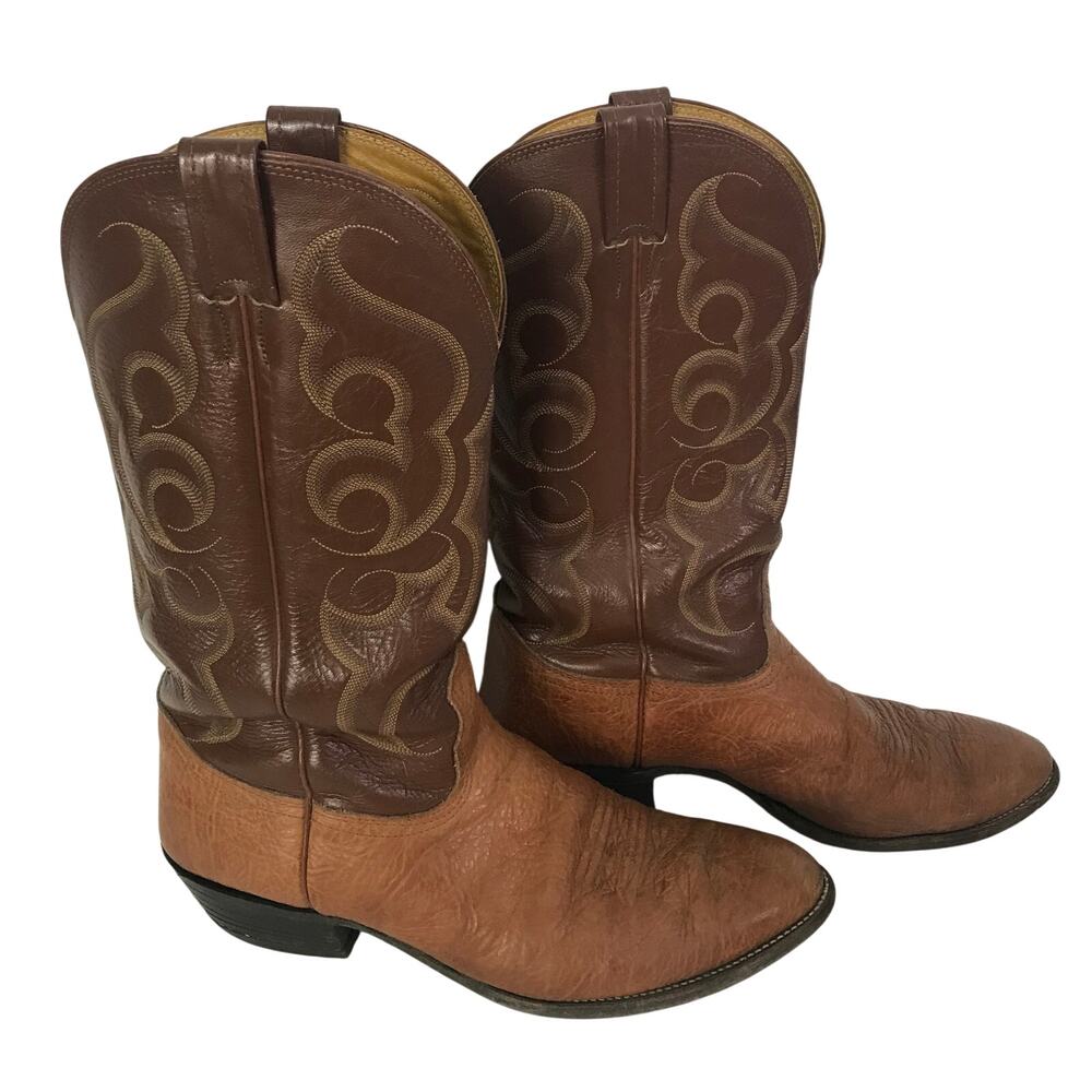 Nocona Boots Size 12D Men Leather Brown Tan Classic Cowboy Western Rodeo Riding